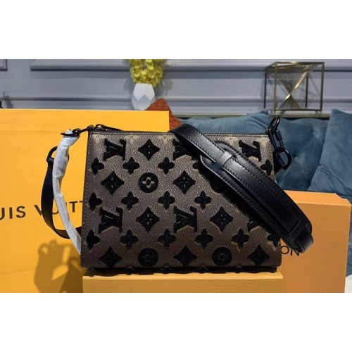 Louis Vuitton M54330 Triangle Shaped Shoulder Bag Monogram Empreinte Leather with Black embroidery