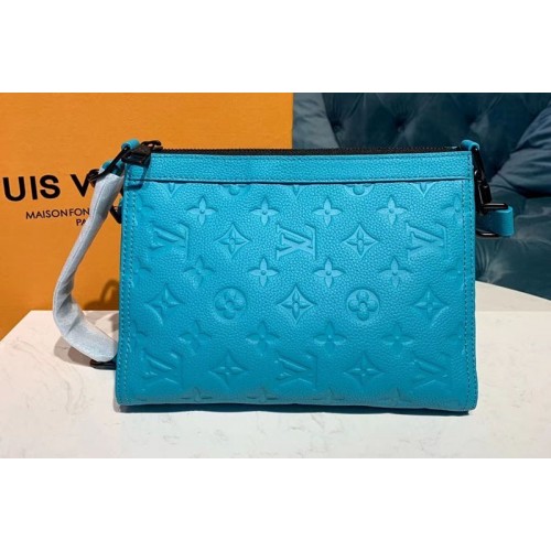 Louis Vuitton M54330 Triangle Shaped Shoulder Bags Blue Monogram Empreinte Leather