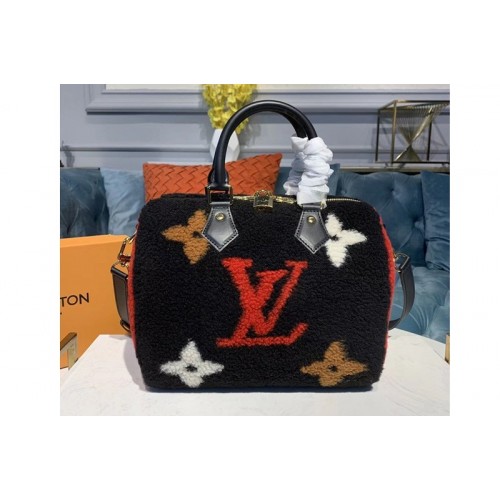 Louis Vuitton M55423 Speedy 25 Bags Black Monogram Canvas With Woolen