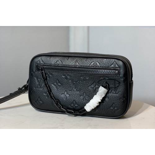 Louis Vuitton M55703 Pochette Volga Men Clutch in Black Taurillon Leather