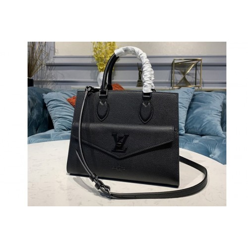 Louis Vuitton M55845 Lockme Monochrome Tote PM Bag Black soft grained calf Leather