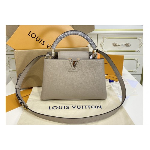 Louis Vuitton N98477 Capucines Mini handbag in Grey Taurillon leather