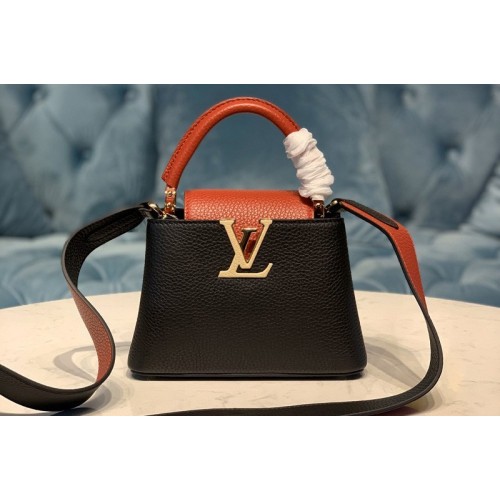 Louis Vuitton M56071 Capucines Mini handbag in Black Red Taurillon leather