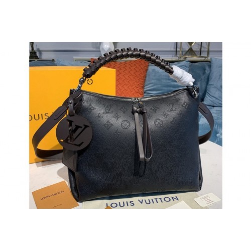 Louis Vuitton M56073 Beaubourg Hobo MM bag in Black Mahina calf leather