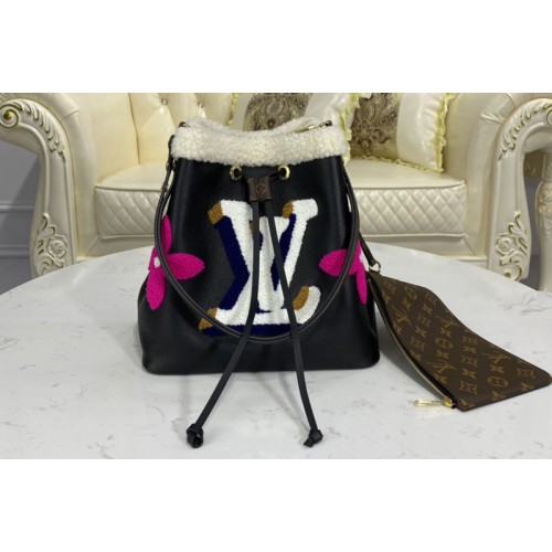 Louis Vuitton M56963 NeoNoe MM bucket Bag in Black Cowhide Leather