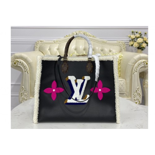 Louis Vuitton M56958 Onthego GM tote Bag in Black Cowhide Leather