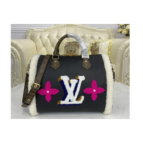 Louis Vuitton M56966 Speedy Bandoulière 30 handbag in Black Cowhide Leather