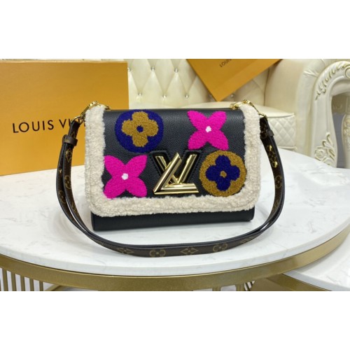 Louis Vuitton M56976 Twist MM chain bag in Black Cowhide Leather