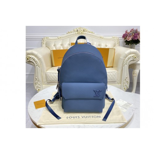 Louis Vuitton M57079 Aerogram Backpack in Blue grained calf leather