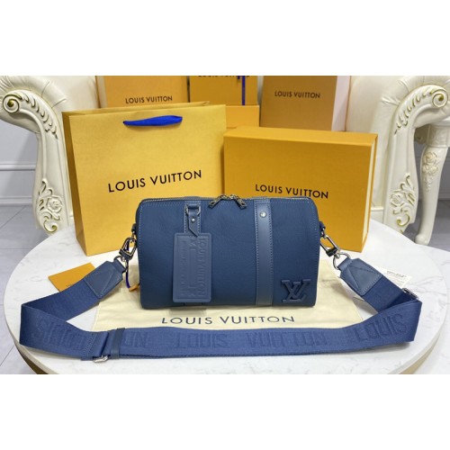Louis Vuitton M59328 City Keepall Bag in Blue Aerogram cowhide leather