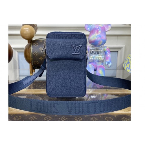Louis Vuitton M57089 Phone Pouch in Blue grained calf leather Louis Vuitton M57089 Phone Pouch in Blue grained calf leather