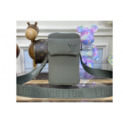 Louis Vuitton M57089 Phone Pouch in Khaki grained calf leather Louis Vuitton M57089 Phone Pouch in Khaki grained calf leather