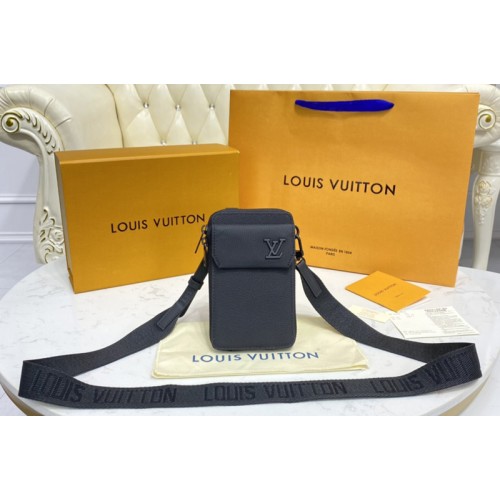 Louis Vuitton M57089 Phone Pouch Bag in Black grained calf leather Louis Vuitton M57089 Phone Pouch Bag in Black grained calf leather