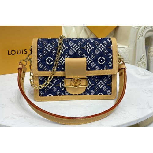 Louis Vuitton M57211 Dauphine MM handbag In Gray Jacquard Since 1854 textile