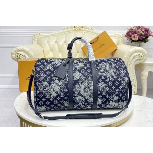 Louis Vuitton M57285 Keepall Bandoulière 50 Bag in Monogram Tapestry coated canvas