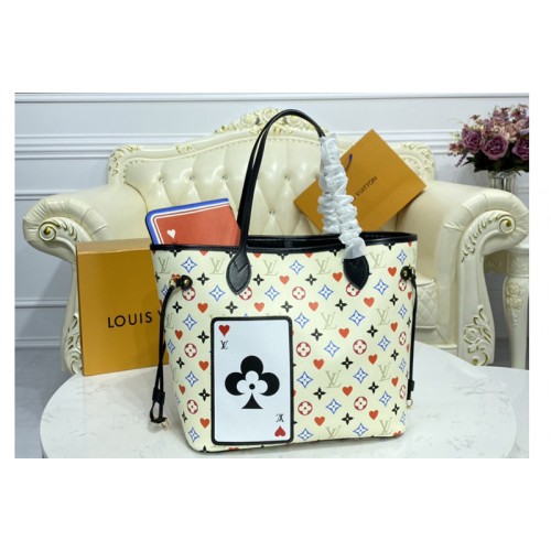 Louis Vuitton M57462 Game On Neverfull MM tote Bag in White Transformed Game On Monogram canvas
