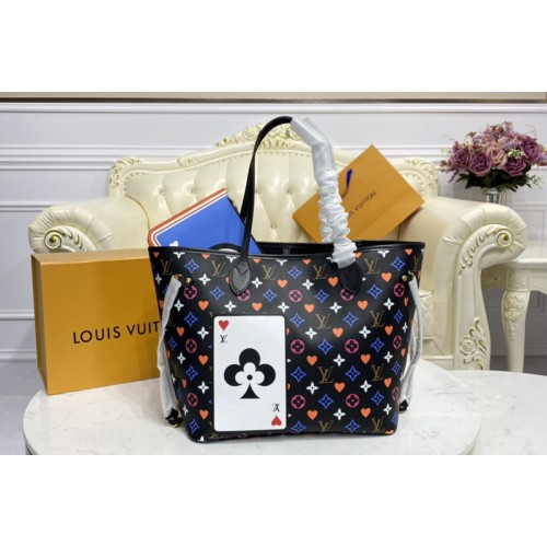 Louis Vuitton M57483 Game On Neverfull MM tote Bag in Black Transformed Game On Monogram canvas