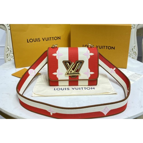 Louis Vuitton M57722 Twist PM handbag in Red Embroidered canvas and calf leather
