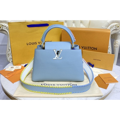 Louis Vuitton M57672 Capucines MM handbag in Blue Taurillon leather