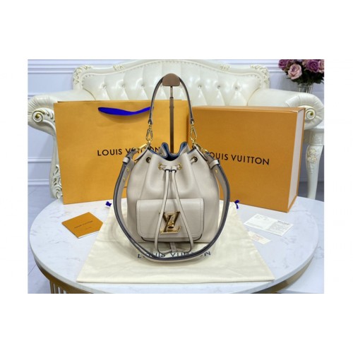 Louis Vuitton M57688 Lockme Bucket bag in Greige Grained calf leather