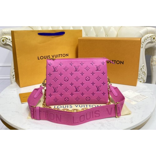 Louis Vuitton M58628 Coussin PM handbag in Pink Purple Monogram embossed puffy lambskin