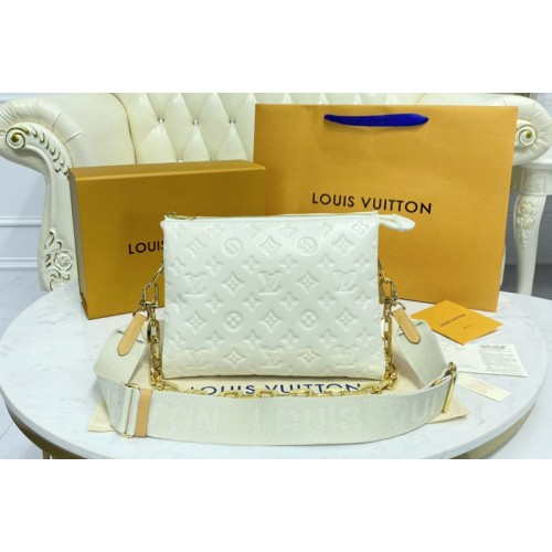 Louis Vuitton M57793 Coussin PM handbag in Cream Monogram-embossed puffy lambskin