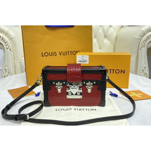 Louis Vuitton N93810 Petite Malle handbag in Fauve Brown Brilliant Alligator leather