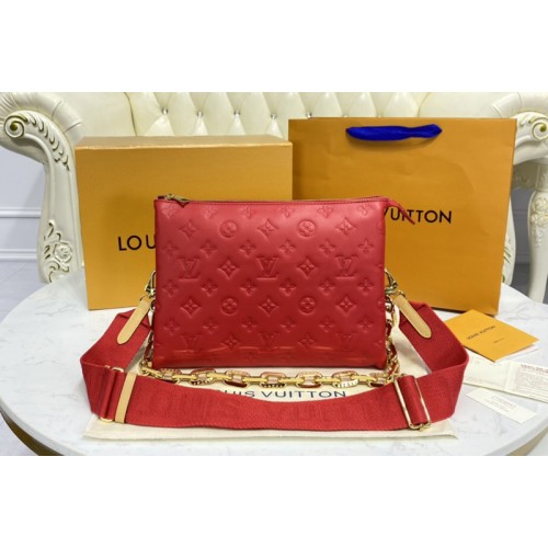 Louis Vuitton M57792 Coussin PM handbag in Red Monogram-embossed puffy lambskin