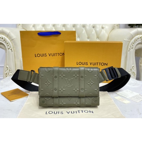 Louis Vuitton M57952 Trunk Slingbag in Khaki Monogram Seal cowhide leather