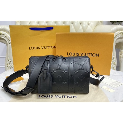 Louis Vuitton M57955 City Keepall Bag in black Monogram Seal leather