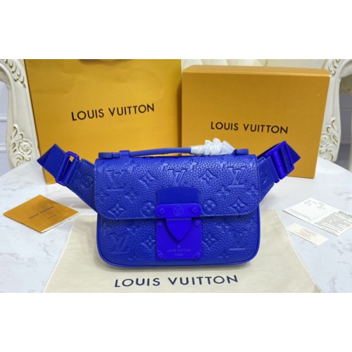 Louis Vuitton M58487 S Lock Sling Bag in Blue Monogram-embossed Taurillon leather