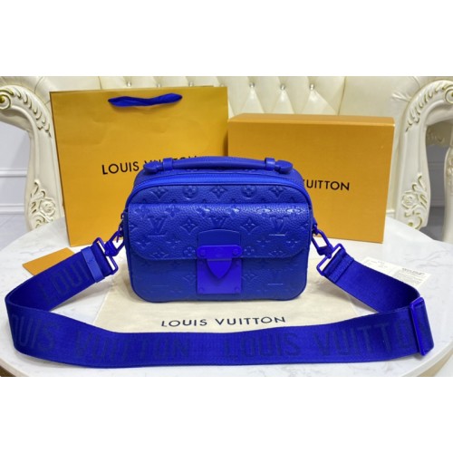 Louis Vuitton M58488 S Lock Messenger Bag in Blue Monogram-embossed Taurillon leather