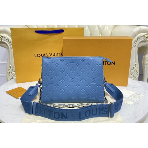 Louis Vuitton M58626 Coussin PM handbag in Blue Monogram embossed puffy lambskin