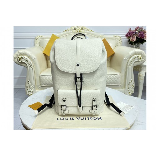 Louis Vuitton M58644 Christopher Slim backpack in White Taurillon leather