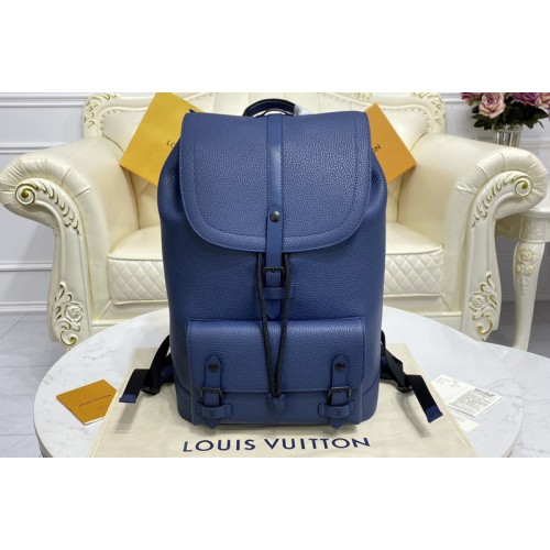 Louis Vuitton M58644 Christopher Slim backpack in Blue Taurillon leather