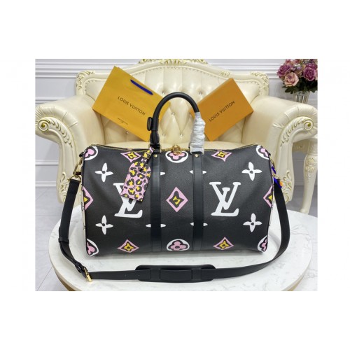 Louis Vuitton M58656 Keepall Bandoulière 45 bag in Black Monogram coated canvas