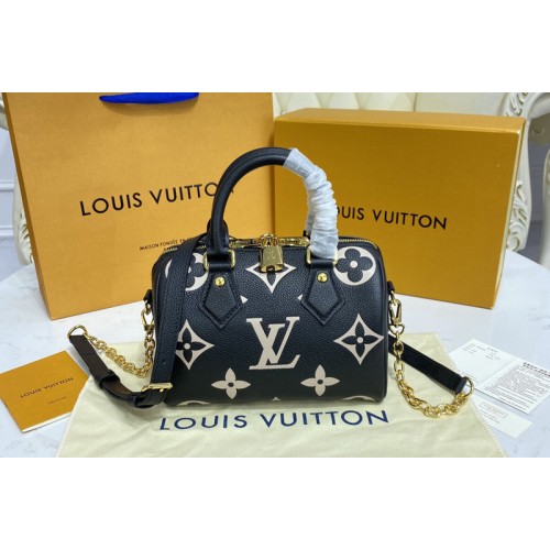 Louis Vuitton M58958 Speedy Bandoulière 20 handbag in Black Beige Monogram Empreinte leather
