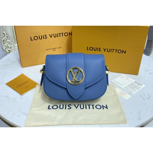 Louis Vuitton M58964 Pont 9 Soft MM handbag in Blue Grained calfskin Leather