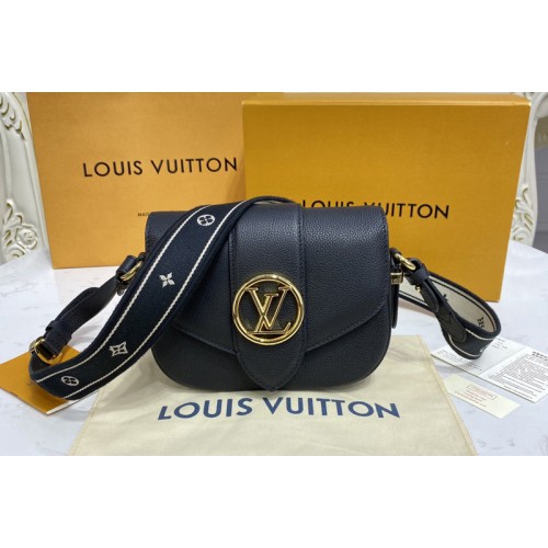 Louis Vuitton M58727 Pont 9 Soft MM handbag in Black Grained calfskin Leather