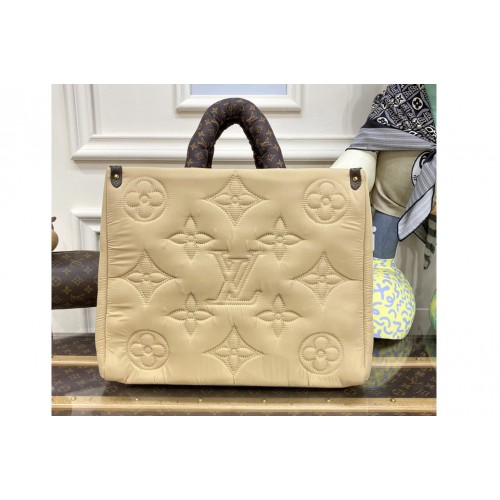 Louis Vuitton M59007 OnTheGO GM tote bag in Apricot Econyl regenerated nylon