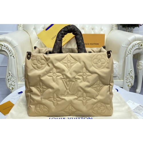 Louis Vuitton M59007 OnTheGO GM tote bag in Beige Econyl regenerated nylon