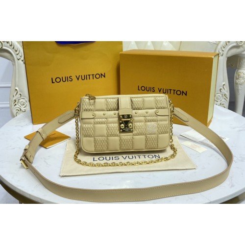 Louis Vuitton M59048 Pochette Troca Bag in Beige Damier Quilt lamb leather