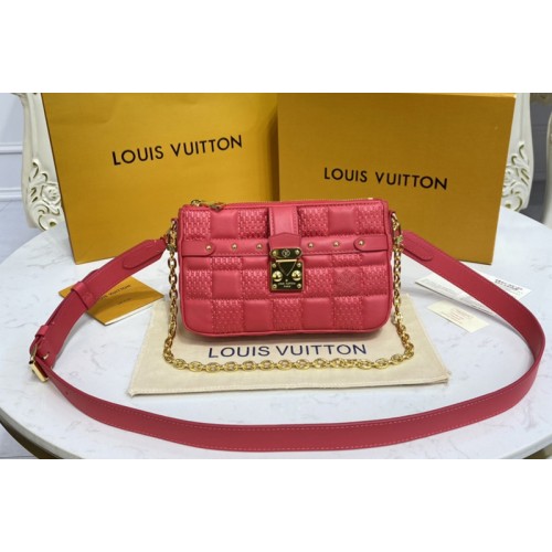 Louis Vuitton M59049 Pochette Troca Bag in Pink Damier Quilt lamb leather