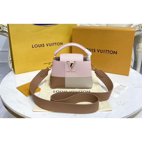 Louis Vuitton M59268 Capucines Mini handbag in Rose Taurillon leather and karung leather