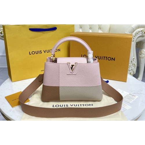 Louis Vuitton M59269 Capucines BB handbag in Pink Brown Gray Taurillon leather