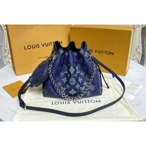 Louis Vuitton M59552 Bella bag in Navy Blue Mahina calfskin Leather