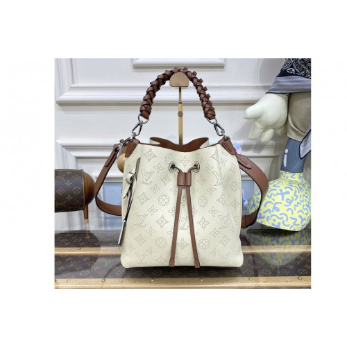 Louis Vuitton M55801 Muria bucket bag in Cream Mahina perforated calf leather