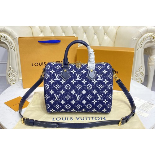 Louis Vuitton M59609 Speedy Bandoulière 25 handbag in Blue Monogram Denim