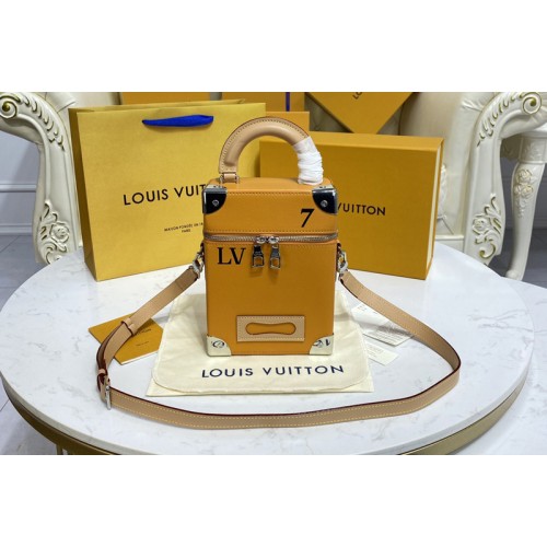 Louis Vuitton M59666 Vertical Box Trunk Bag in Saffron yellow cowhide leather Louis Vuitton M59666 Vertical Box Trunk Bag in Saffron yellow cowhide leather