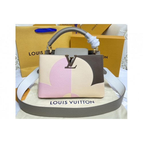 Louis Vuitton M59699 Capucines BB handbag in Gray Cream Taurillon leather